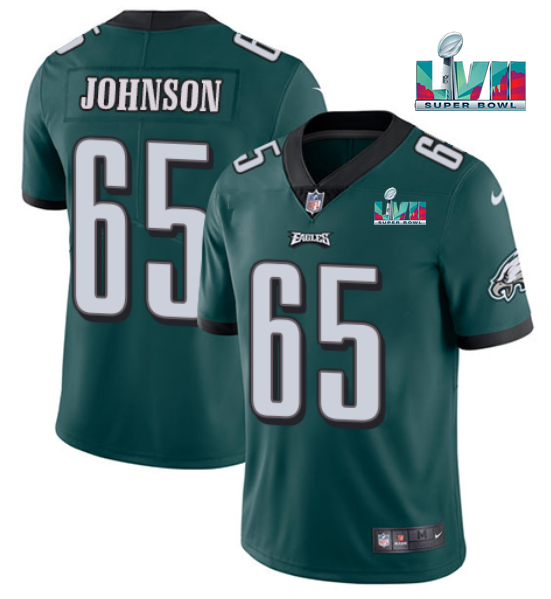 Men's Green Philadelphia Eagles #65 Lane Johnson Super Bowl LVII Vapor Untouchable Limited Stitched Jersey